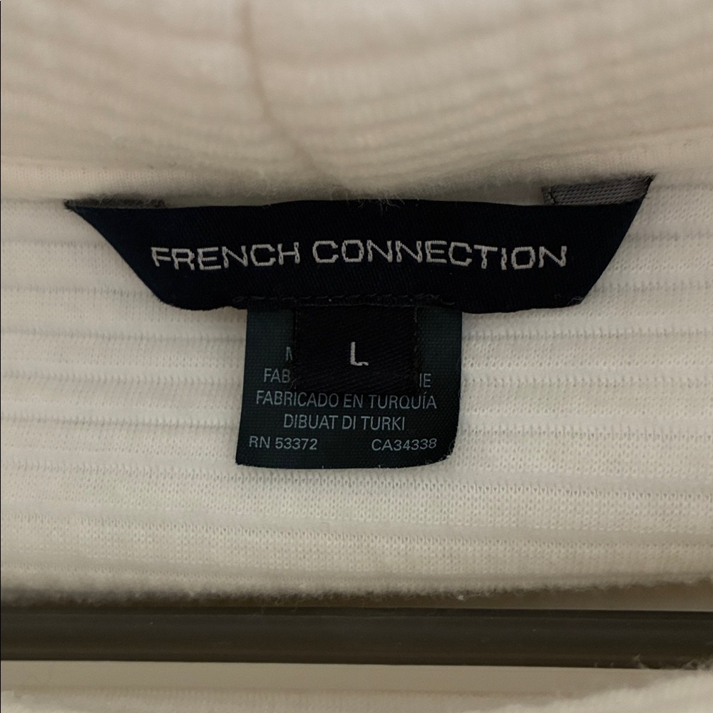 French Connection Winter White Wide Ribbed Short Sleeve Knit Sweater Top - Picture 6 of 9